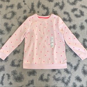 Cat And Jack Girls Pink Polk A Dot Long Sleeve Fleece Lined Shirt Size L 10/12